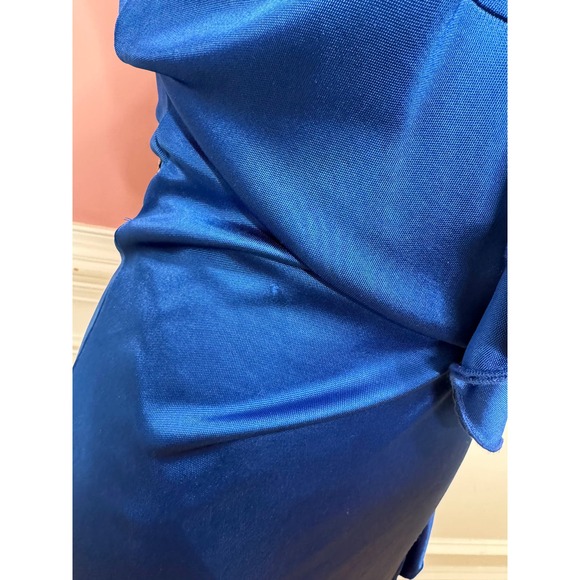 Missoni Viscose Wrap Dress in Royal Blue US Size 8 Cowl Neck Ruffle Asymmetric - Picture 5 of 10